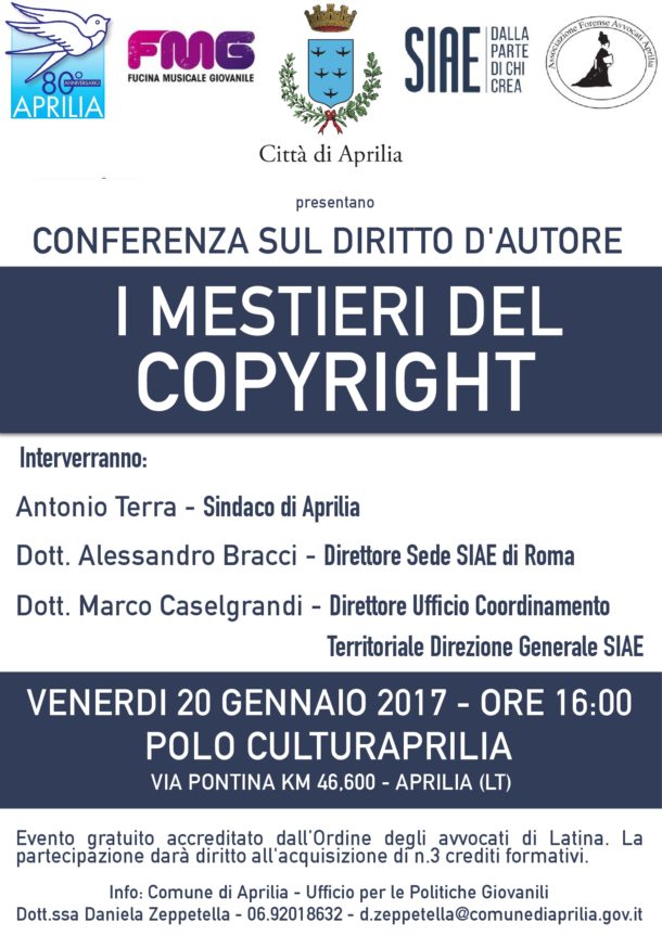 Conferenza dirito autore 'I mestieri del copyright'